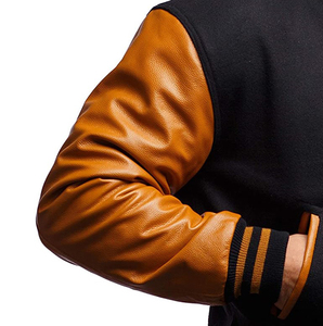 แจ็คเก็ตวาร์ซิตี้ลำลองสำหรับผู้ชายรุ่นใหม่ OEM สำหรับฤดูหนาว คอตั้ง ปิดด้วยกระดุม แจ็คเก็ตเลตเตอร์แมน บอมเบอร์แจ็คเก็ต แจ็คเก็ตเบสบอล CP-MLJ-03 - Product Image 6