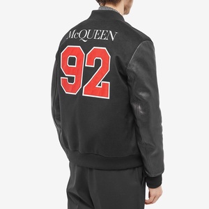 Trending <b>Men's</b> Black Wool Letterman Varsity <b>Jacket</b> with <b>Leather</b> Sleeves Custom Embroidered Baseball Bomber <b>Jacket</b> Streetwear - Product Image 3