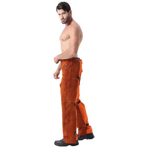 Pantalones de soldadura de cuero al por mayor, ignífugos y resistentes al fuego para soldadores, estilo frontal plano - Product Image 2