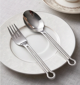 Ensemble de couverts minimalistes en satin Loop, acier inoxydable satiné mat, résistant à la rouille, passe au lave-vaisselle, vaisselle de mariage et de restaurant - Product Image 3