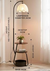 Modern <b>Iron</b> Floor Lamp White Paper Dome Shade LED Warm Light Adjustable Height Residential Use - Product Image 3