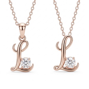 Colgante de Plata de Ley 925 con Letra L, Corte Brillante Redondo, Diamante Cultivado en Laboratorio y Diamante Natural, Joyería de Lujo, Regalo - Product Image 4