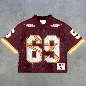 Jersey de Fútbol Americano Personalizado al por Mayor de Fábrica 2025, Uniforme Transpirable de Manga Corta con Malla y Twill - Product Image 4