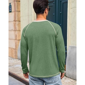 เสื้อยืดแขนยาวผู้ชาย |   เสื้อยืดคอกลมลำลองน้ำหนักเบาสไตล์วินเทจพร้อมกระเป๋าสำหรับใส่ในชีวิตประจำวัน - Product Image 4