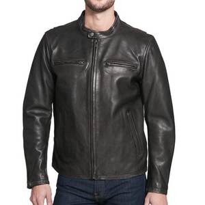 แจ็คเก็ตหนังสีดำแบบกำหนดโลโก้เองได้สำหรับผู้ชาย แจ็คเก็ตหนังผู้ชายคุณภาพสูงสำหรับฤดูหนาว  รับผลิตตามสั่ง - Product Image 2