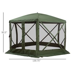 Gazebo Pop-up Verde 3,6x3,6m per Feste, Esagonale a 6 Lati con Pareti in Rete e Interno Ombreggiato - Product Image 3