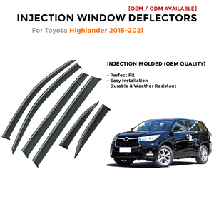 6 Visores para Ventanas de Coche para Toyota Highlander 2015-2021, Deflectores de Viento, Protectores de Lluvia - Product Image 2