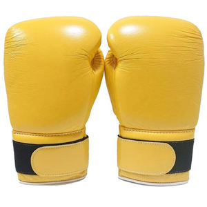 Guantes de Boxeo Profesionales de Cuero de Primera Calidad para Entrenamiento y Sparring, Guantes de Boxeo de Cuero Amarillo Premium - Product Image 1