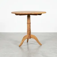 Table ronde d'extérieur en teck, base en bois massif, mobilier de patio durable, finition naturelle