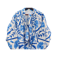 100% Kualitas Terbaik Klasik Elegan Gaya Boho Suzani Kimono Bordir Tangan Katun Jubah Bordir Bunga Blazer Musim Dingin