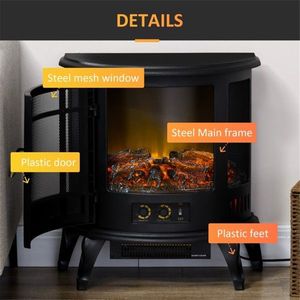 Caminetto Elettrico Moderno Nero da 22 Pollici con Effetto Fiamma LED e Design in Vetro per Uso Interno in Casa e Hotel - Product Image 6