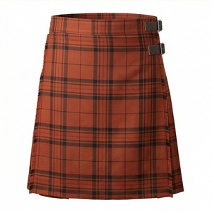 Women Plaid <b>Wrap</b> Mini Skirt Regular Waist Cotton Woven Adjustable Button Design All Seasons Style - Product Image 1
