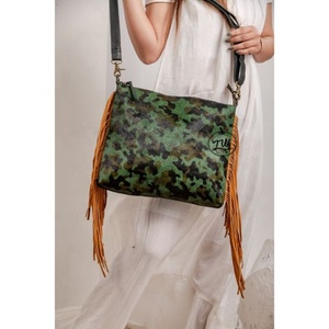 New Western Style Hair On Hide Fur Suede Leather Fringe <b>Bag</b> High Quality <b>Boho</b> Style Women Suede Leather Fur Fringe Shoulder <b>Bag</b> - Product Image 2