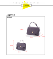 Tas Wanita QAZA Classic Solid Color, Selempang, Pegangan Adjustable, Kulit PU, Set Tas Tangan 2 in 1 untuk Sehari-hari