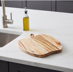 Tabla de cortar de madera de acacia con forma de fruta, de doble tono, reversible, con asa, último modelo - Product Image 3