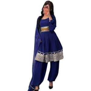 Robes de mariée afghanes Kuchi modernes faites à la main en gros, grandes tailles, avec appliques en dentelle et volants, en tissu de coton de la meilleure qualité, longueur genou - Product Image 1