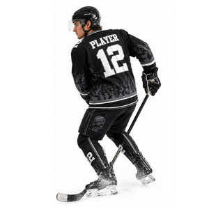 Maillot de hockey sur glace sublimé noir pour homme, manches longues, anti-humidité, coupe classique, uniforme d'équipe adulte - Product Image 5