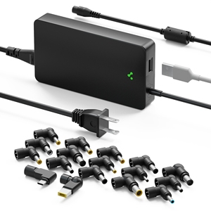 อะแดปเตอร์แปลงไฟแบบบาง 90W สำหรับแล็ปท็อป รองรับ 5-20V PD USB ใช้ได้กับ HP Lenovo Dell ASUS Acer <span class=keywords><strong>Samsung</strong></span> Sony Toshiba พร้อมหัวต่อ 16 แบบ - Product Image 1