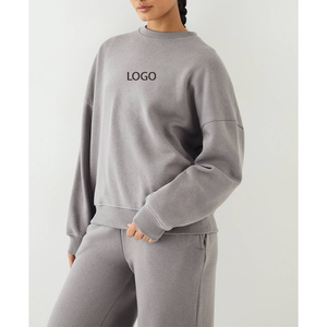 Sweat-shirt en molleton de coton personnalisé OEM ODM, col rond, broderie logo, pull à manches longues sans capuche pour usage quotidien en hiver - Product Image 3