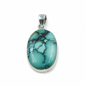 Collier pendentif en turquoise tibétaine naturelle, argent 925 plaqué or rose et or jaune, fait main, style bohème, bijoux de guérison pour homme, unisexe - Product Image 1