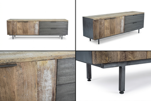 Mueble para TV Dexter de Madera Maciza de Teca, 2 Cajones, Estilo Minimalista, Acabado Natural, Moderno, para Dormitorio o Sala de Estar - Product Image 5