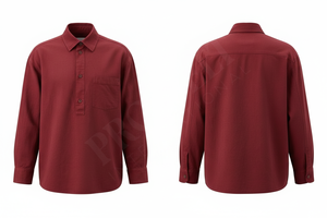 Chemise décontractée ajustée tendance à manches longues, demi-fermeture, en coton, avec poches sur le devant, pour le travail et les affaires - Product Image 5