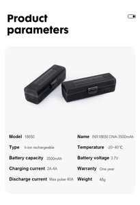 INR 18650 Blackcell 3500mAh <b>3.7V</b> Li-ion <b>Battery</b> for Power Tools - Product Image 4