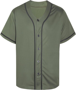 Uniformes de Béisbol/Sóftbol Personalizados ADIHA IMPEX para Hombre, Camisetas de Poliéster de Primera Calidad, Cuello en V, Botones Delanteros, Color Verde, Logotipo Personalizado - Product Image 1