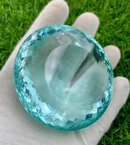 Pierre précieuse ronde facettée en quartz bleu suisse, grande taille, pour la fabrication de bijoux, la décoration intérieure, la présentation, vente en gros de pierres précieuses - Product Image 2