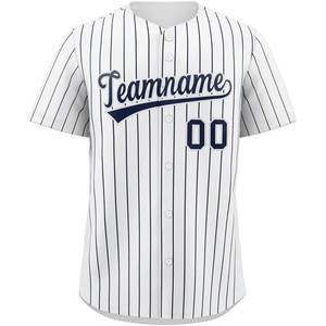 Maillot de baseball à fines rayures personnalisé pour hommes/femmes/chemise boutonnée pour jeunes avec nom et numéro personnalisés imprimés ou cousus - Product Image 1