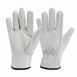 Guantes de Seguridad de Cuero Vacuno Blancos, Lisos, de Grano Completo, Antideslizantes, para Uso General, con Puño Recto, Duraderos - Product Image 2