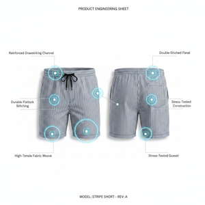 Nouveau design – Short décontracté en coton rayé de qualité supérieure, taille élastique avec cordon de serrage, confortable pour l'été, logo personnalisé, vente en gros - Product Image 2