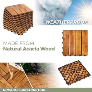 Baldosas de Madera Europeas Encajables Cuadradas de 30x30cm, Ecológicas, Impermeables y Antideslizantes para Patio, Balcón, Terraza y Jardín, Fáciles de Instalar - Product Image 4