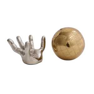 Jaffs Exports L 22xW 8xH 21cm Hand Holding Globe Sculpture Aluminium Engraved World Map 16cm Eco-Friendly Handmade Modern - Product Image 3