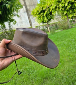 Saleh Enterprises Premium Genuine Leather Cowboy <b>Hat</b> Vintage <b>Western</b> Cowgirl Ranch <b>Hat</b> Custom Branding OEM Wholesale Supplier - Product Image 4