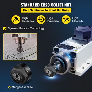 Motor de Husillo CNC Refrigerado por Aire de 2.2KW con 24000 RPM, 6A, Pinza ER20, 220V, Husillo Cuadrado de Alto Rendimiento para Máquina Herramienta - Product Image 3
