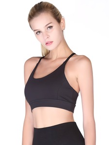 Ladies Thin Strap Y Back Sport Brassiere Mesh Panel Running Vest High Elasticity Athletic Crop Top Removable <b>Pads</b> - Product Image 1