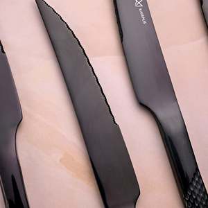 Nightfall Set of 2 Stainless Steel Black Dinner <b>Knives</b> - Product Image 2