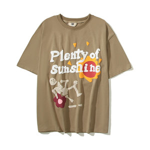 T-shirt à manches courtes imprimé dessin animé pour homme, col rond, coupe classique, en coton, décontracté, respirant, avec logo imprimé en relief sur le devant - Product Image 3