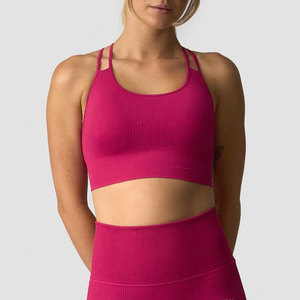 Soutien-gorge de sport côtelé sans couture pour femme, tricoté, dos croisé, pour le yoga, les activités sportives, l'extérieur et la gym, collection été - Product Image 6