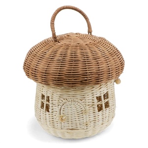 Cesta de ratán colorida para niños, bolsa de ratán con forma de hongo, cestas infantiles tejidas sostenibles - Product Image 3