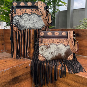 Sac à main pour femme en cuir de vachette véritable, design occidental, collection nouvelle, artisanal, avec franges, bandoulière, sac messager pour femmes - Product Image 4