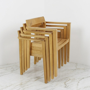 Teak <b>Outdoor</b> Armchair Minimalist <b>Stackable</b> Garden <b>Chair</b> for Resort Villa Patio Terrace and Landscape Hospitality Projects - Product Image 1