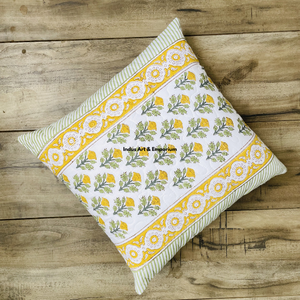 Funda de Cojín Cuadrada Decorativa Acolchada de Algodón con Estampado a Mano Indio de 40 x 40 cm - Product Image 3