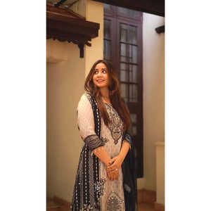 Beautiful XL Suit <b>Set</b> with Digital Print and Real <b>Mirror</b> Handwork - Product Image 2