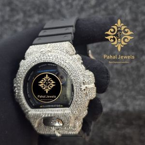 นาฬิกาข้อมือ Pahal Jewels หรูหรา ระบบอนาล็อก ควอตซ์ ตัวเรือนสแตนเลส สายประดับโมอิสซาไนต์ กันกระแทก กันน้ำ 20BAR สำหรับทุกเพศ - Product Image 2