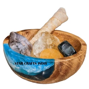 La mejor calidad, nueva y exquisita ensaladera de madera de acacia y resina, vajilla de cocina de hotel, cuenco de madera para el hogar y la cocina - Product Image 1