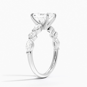 BOJ <b>Ring</b> 097 Radiant Cut 925 <b>Silver</b> Halo Stone Prong Setting <b>Solitaire</b> Diamond <b>Ring</b> 2ct D Color VVS1 Moissanite GRA Certified - Product Image 2