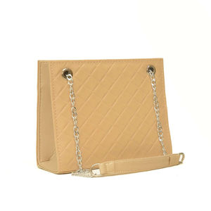 Sacs fourre-tout décontractés en cuir de vachette véritable beige pour femmes, avec chaîne, de haute qualité, OEM 2026, souples, à la mode, avec logo personnalisé - Product Image 1