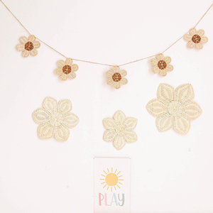 Daisy Flower <b>Wall</b> <b>Decor</b> Set of 3 Handmade Rattan <b>Wicker</b> Boho Nursery <b>Wall</b> Hanging Kids Room Girl Bedroom Baby Room Decoration - Product Image 2